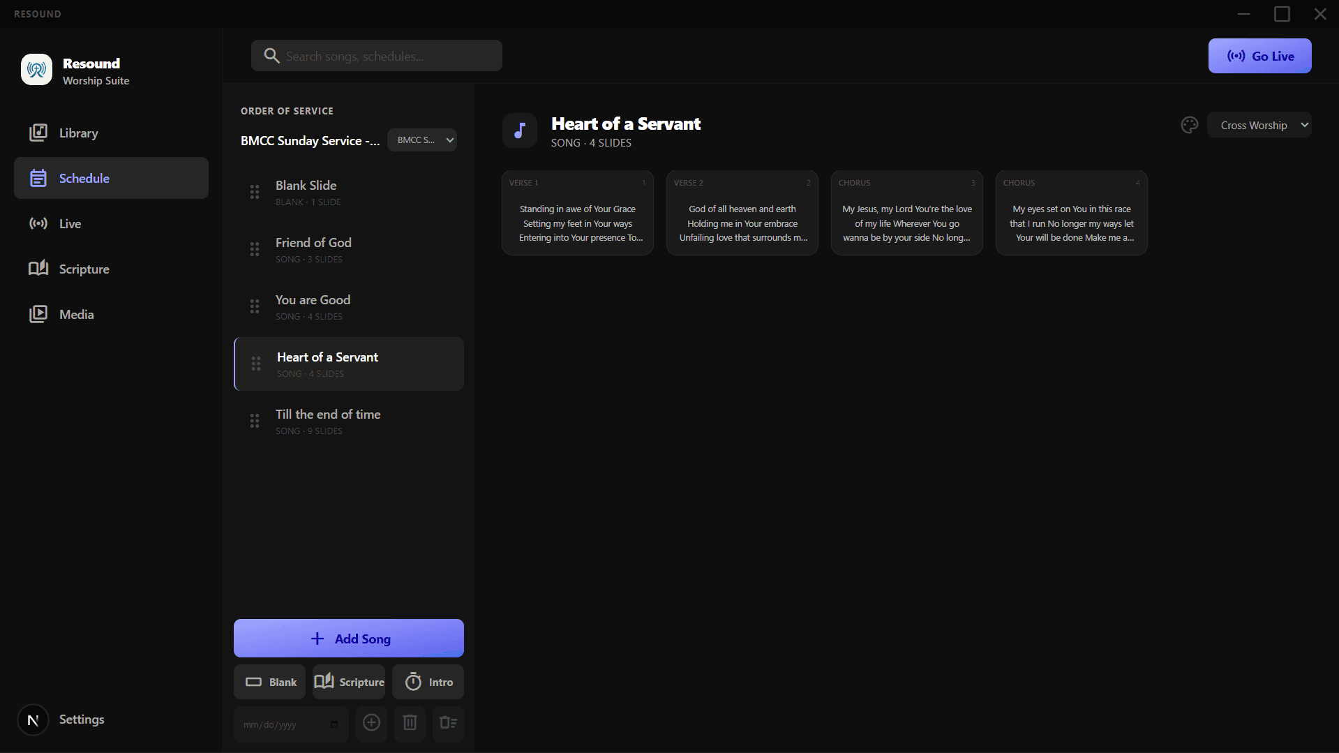 Service Schedule Interface